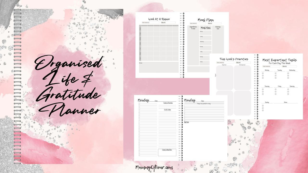 Organised Life & Gratitude Planner - 2 Page A Day Planner - Printable Digital Download