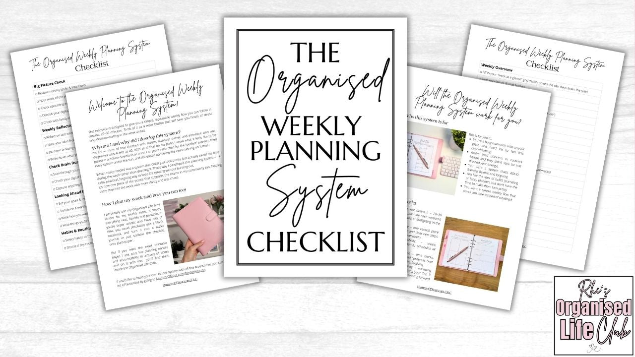 Organised Weekly Planning System Checklist - Instant Download Digital Printable Edition