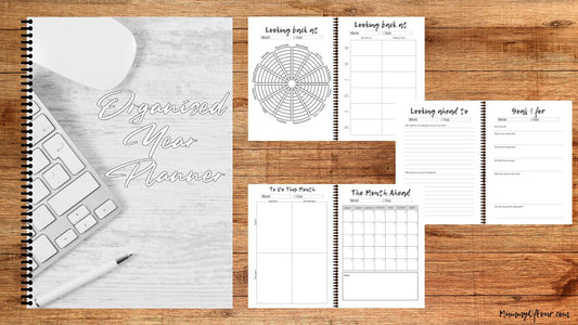 The Organised Year Planner - 12 Months Of Monthly Planning - Grey Desk A5 Spiral Bound Edition