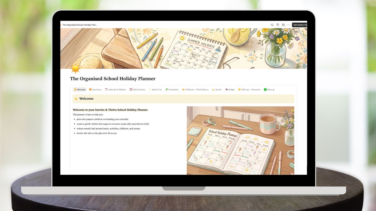 The Organised School Holiday Planner & Workshop